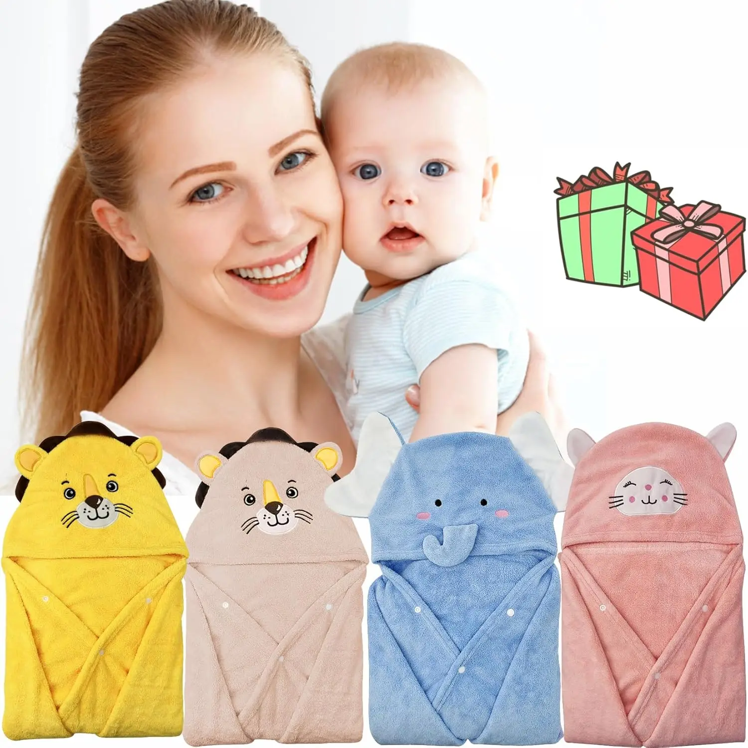 Kids Animal Print Microfiber Bath Towel Quick-Dry Eco-Friendly Wearable Poncho - Image 5
