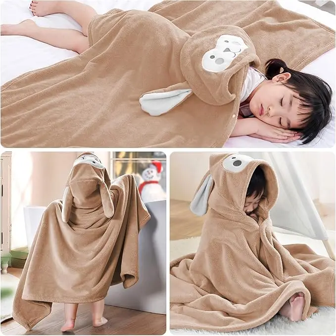 Kids Animal Print Microfiber Bath Towel Quick-Dry Eco-Friendly Wearable Poncho - Image 5