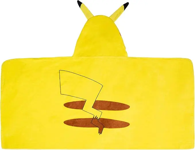 Kids Cartoon Pikachu Hooded Towel Wrap 24x50 Inch Microfiber Terry Beach Pool
