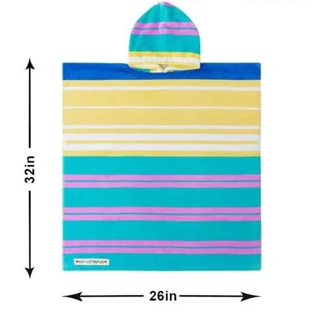 Kids Microfiber Poncho Towel Hooded Stripe Quick Dry Swim Beach Bath - Image 4