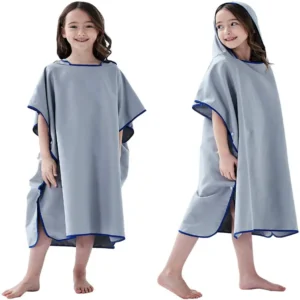 Kids Sports Pattern Hooded Poncho and Beach Towel Quick-Dry Lightweight Compressed