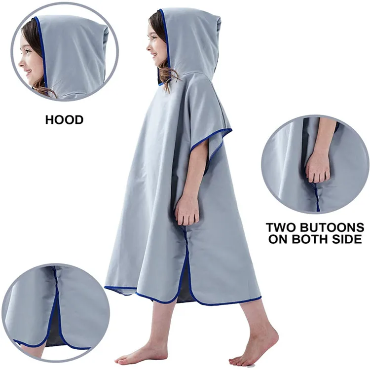 Kids Sports Pattern Hooded Poncho and Beach Towel Quick-Dry Lightweight Compressed - Image 3