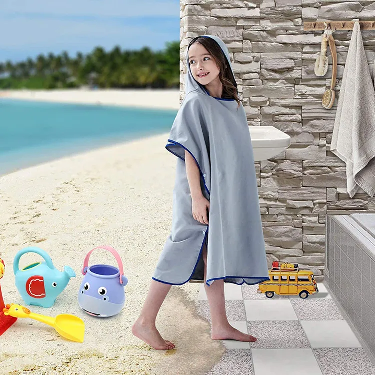Kids Sports Pattern Hooded Poncho and Beach Towel Quick-Dry Lightweight Compressed - Image 4