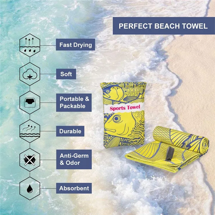 Large Lightweight Microfiber Beach Towel Digital Print Sports Pattern Compressed Budget-Friendly - Image 4