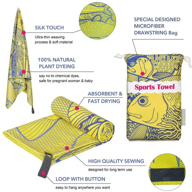 Large Lightweight Microfiber Beach Towel Digital Print Sports Pattern Compressed Budget-Friendly - Image 5