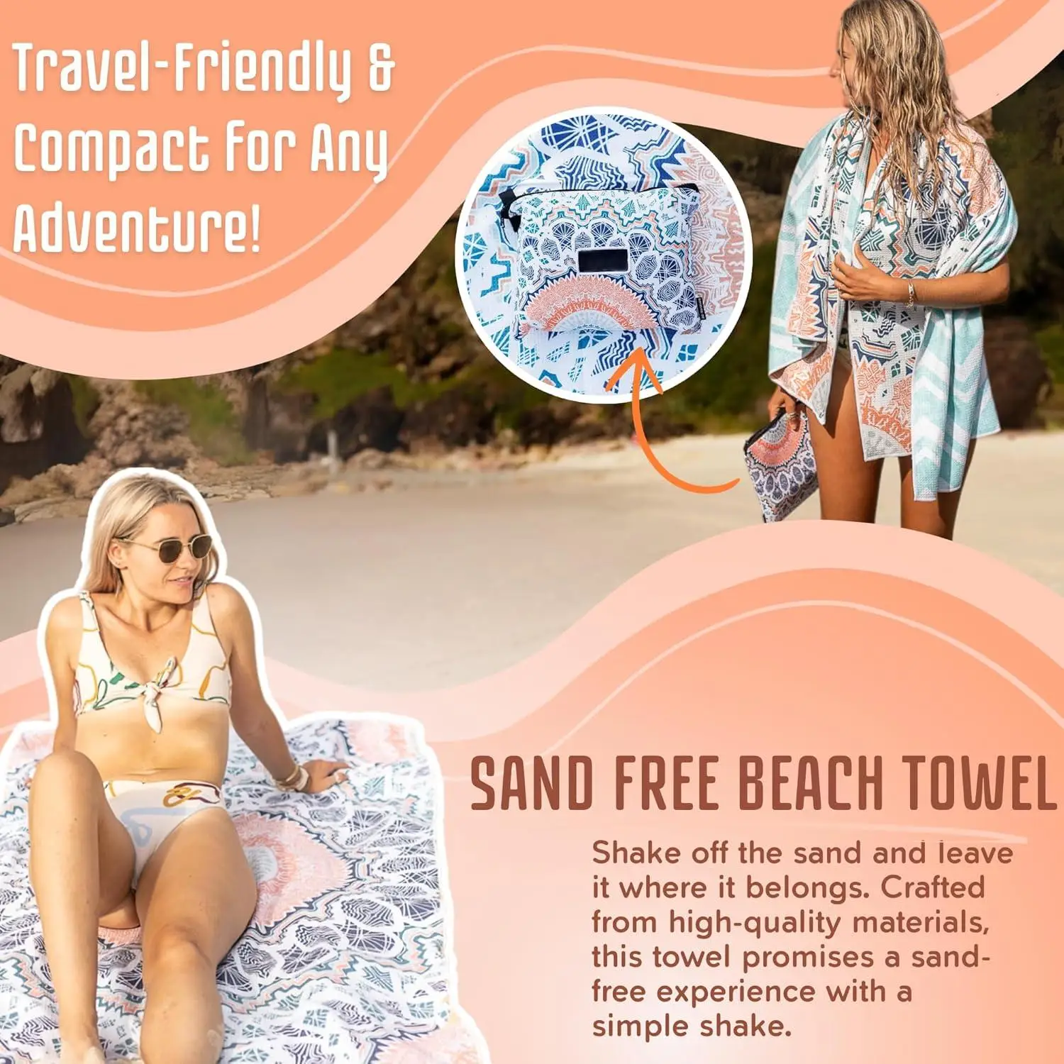 Large Microfiber Beach Towel Blanket Quick-Dry Sand-Free High-Absorbency Adult - Image 5