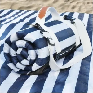 Large Waterproof Sandfree Picnic Blanket - Thick Microfiber Beach Mat with Stakes and Strap
