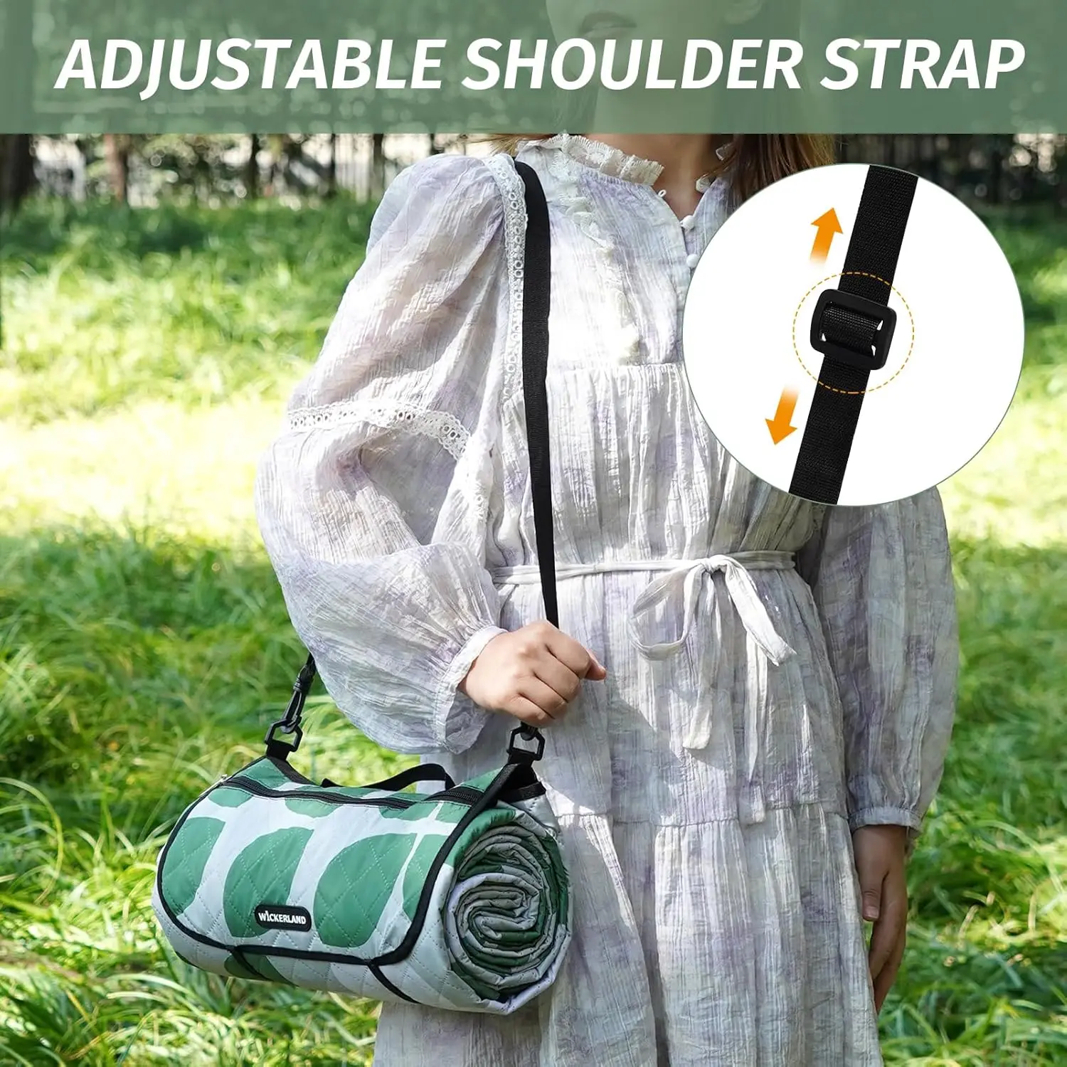 Large Waterproof Sandfree Picnic Blanket - Thick Microfiber Beach Mat with Stakes and Strap - Image 2