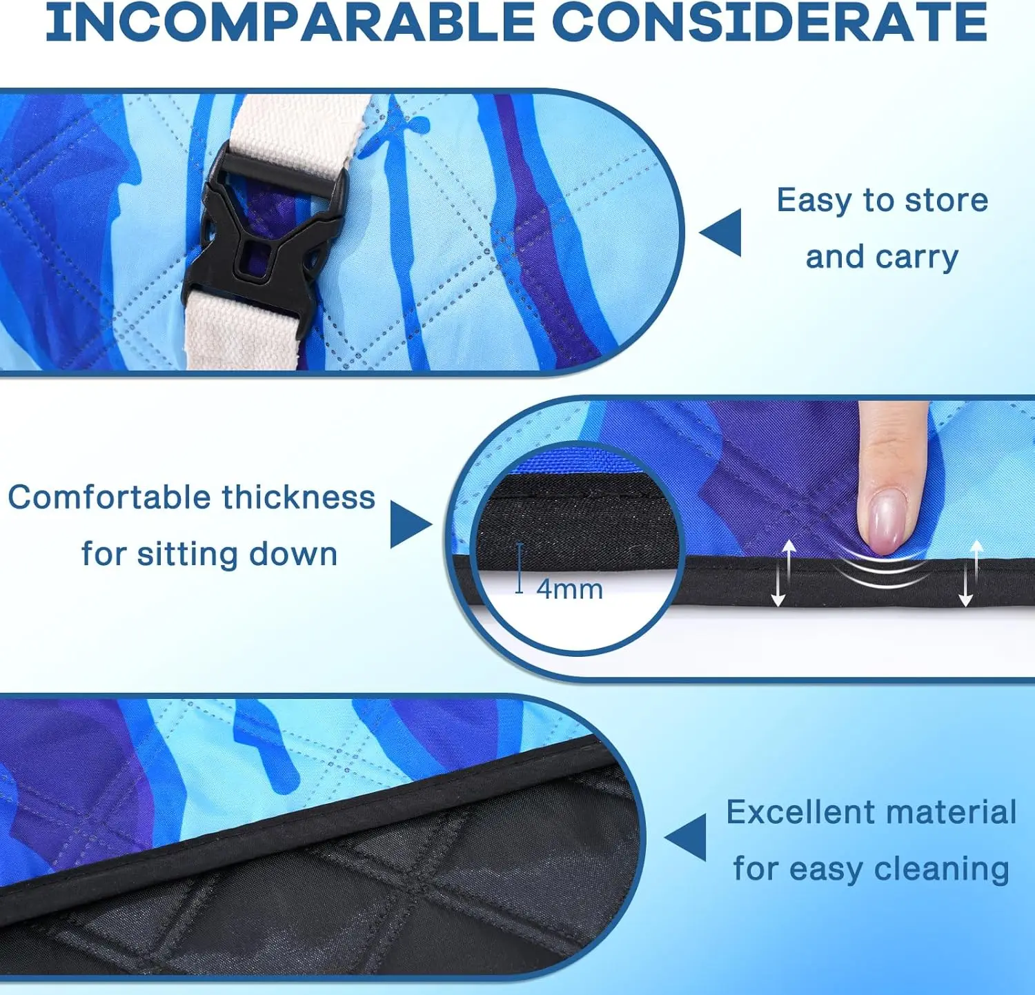 Large Waterproof Sandfree Picnic Blanket - Thick Microfiber Beach Mat with Stakes and Strap - Image 5