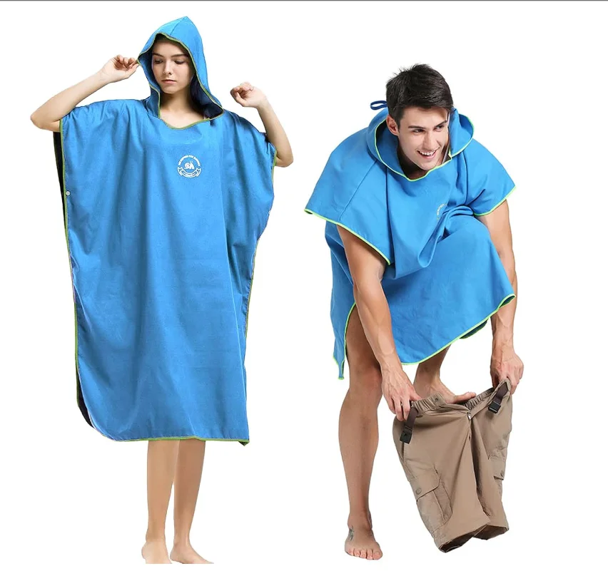 Lightweight Microfiber Hooded Poncho Towel Quick Dry Antimicrobial - Image 4