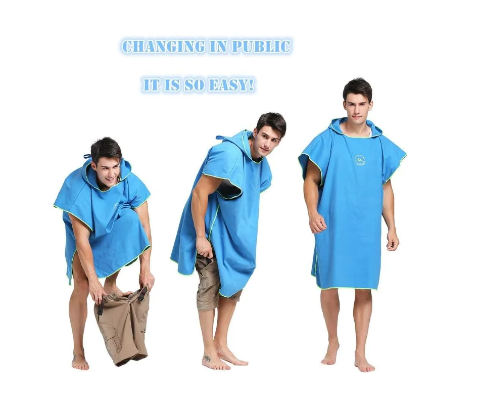 Lightweight Microfiber Hooded Poncho Towel Quick Dry Antimicrobial - Image 5