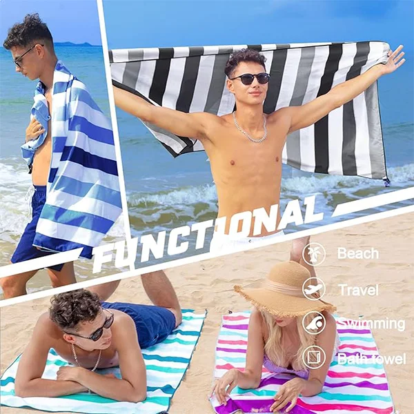 Lightweight Sandfree Beach Towel Soft Highly Absorbent Outdoor Swim Towel - Image 3