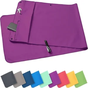 Magnetic Gym Towel with Zipper Pocket Custom Logo Microfiber Sports Towel