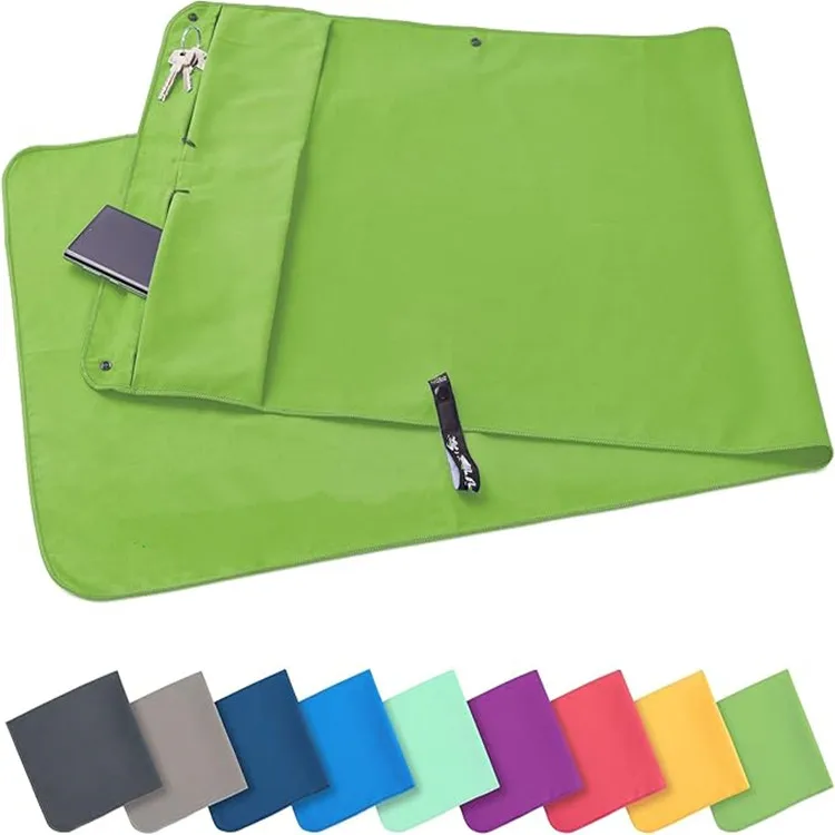 Magnetic Gym Towel with Zipper Pocket Custom Logo Microfiber Sports Towel - Image 2