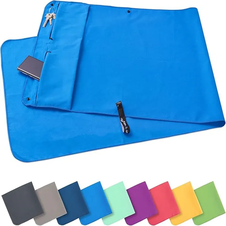 Magnetic Gym Towel with Zipper Pocket Custom Logo Microfiber Sports Towel - Image 5