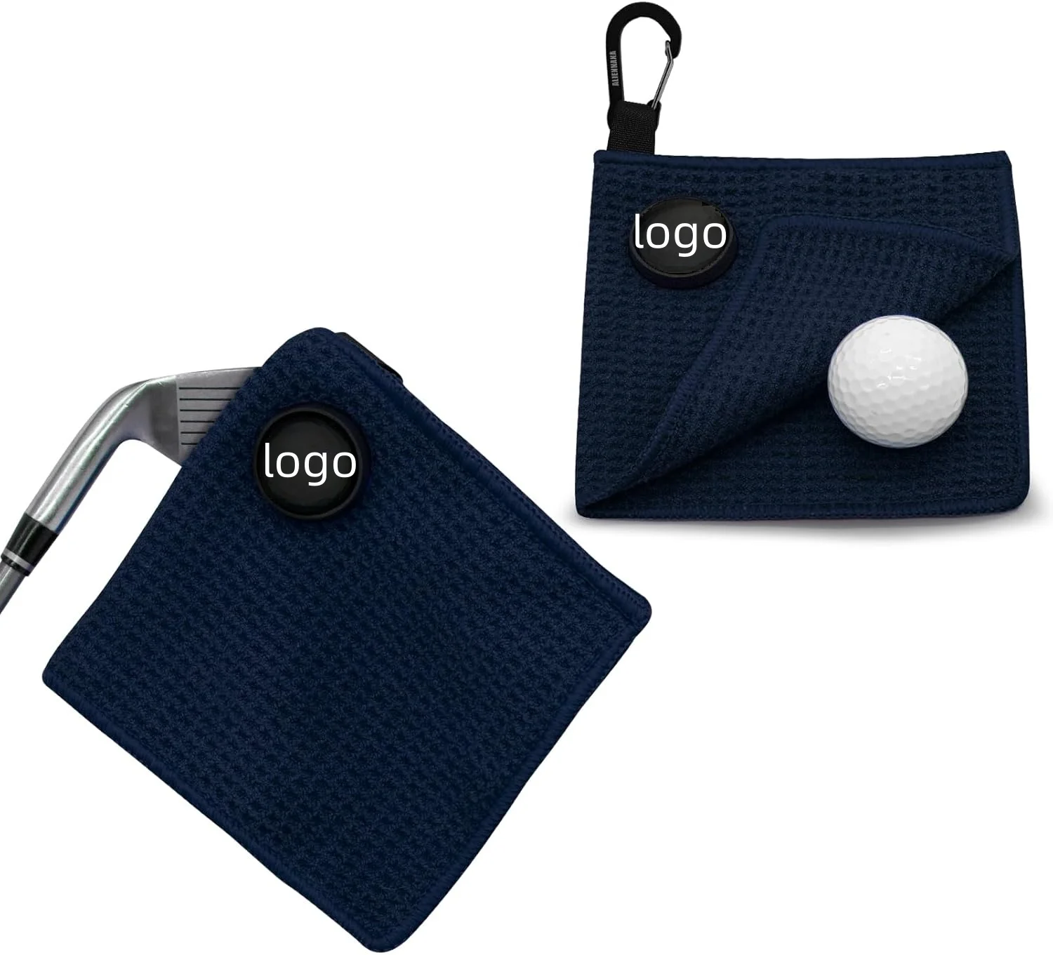 Magnetic Microfiber Waffle Golf Towel Fast Drying Super Absorbent Sports Towel with Clip