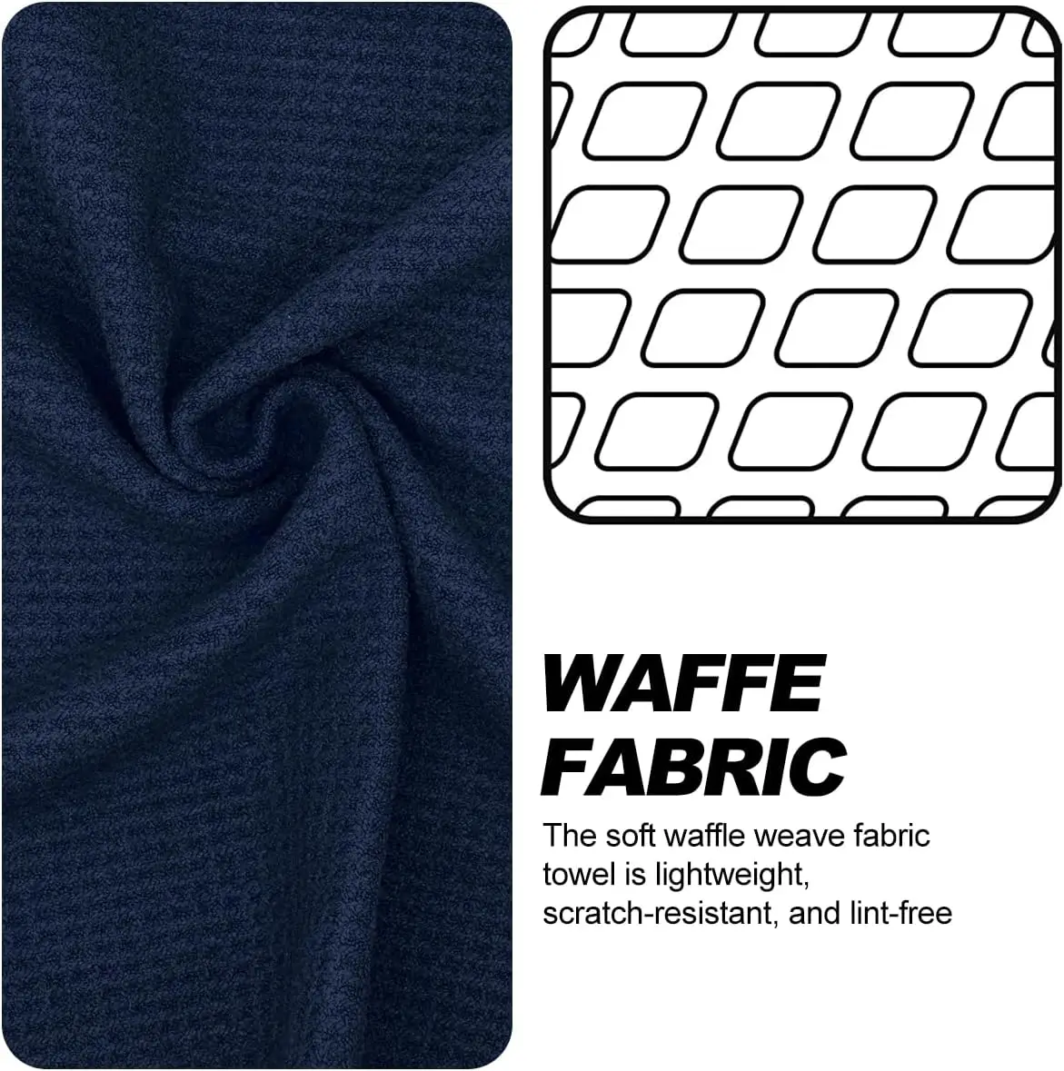 Magnetic Microfiber Waffle Golf Towel Fast Drying Super Absorbent Sports Towel with Clip - Image 2