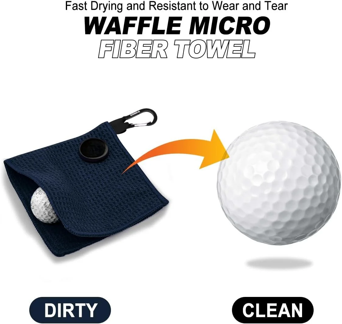 Magnetic Microfiber Waffle Golf Towel Fast Drying Super Absorbent Sports Towel with Clip - Image 3