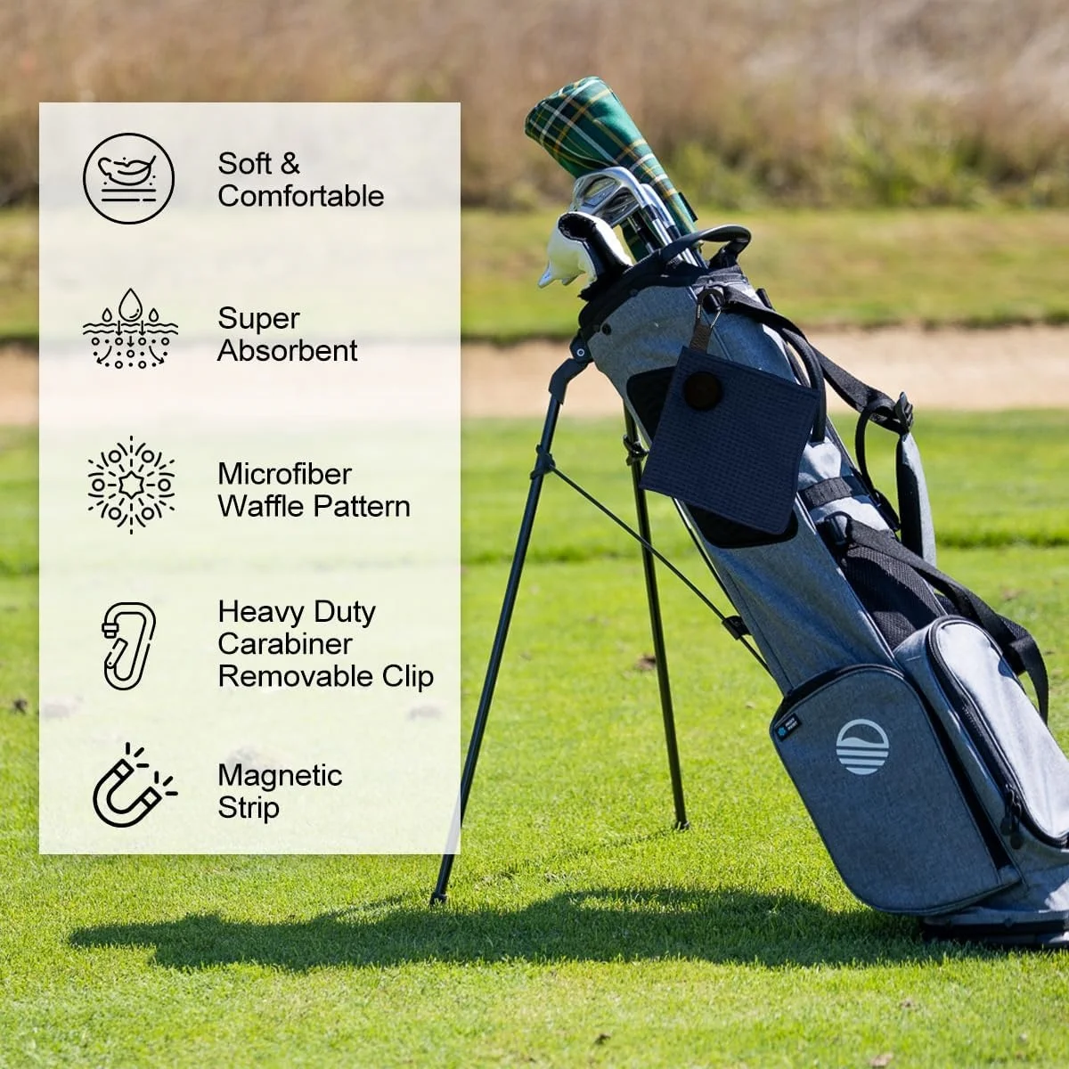 Magnetic Microfiber Waffle Golf Towel Fast Drying Super Absorbent Sports Towel with Clip - Image 4
