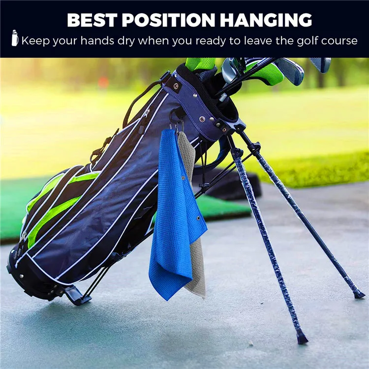 Magnetic Waffle Weave Microfiber Golf Towel for Sublimation Blank - Image 4