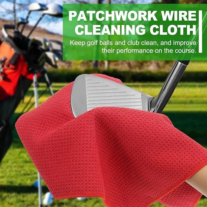 Magnetic Waffle Weave Microfiber Golf Towel with Carabiner Fast Drying - Image 3