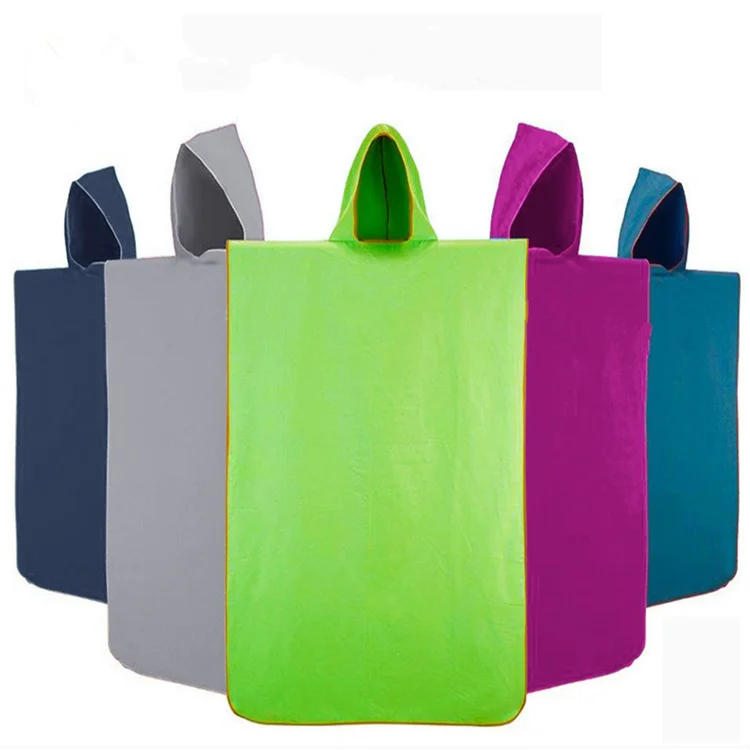 Microfiber Absorbent Fast Drying Hooded Poncho Towel for Beach Surfing - Image 3