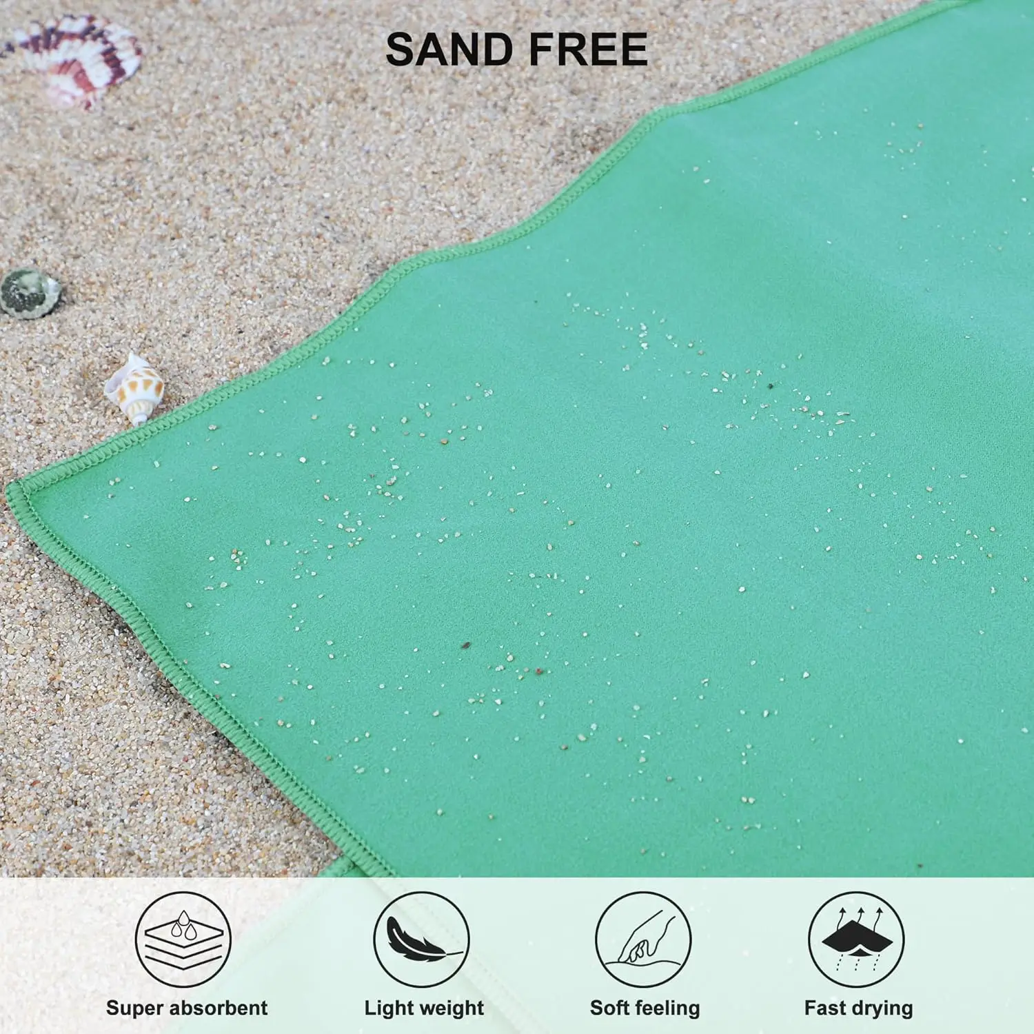 Microfiber Antimicrobial Beach Towel Quick-Dry Sand-Free with Zipper Pocket - Image 3