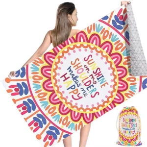 Microfiber Beach Towel Lightweight Quick-Dry Sand-Free Woven Square Printed OEM