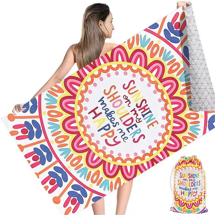 Microfiber Beach Towel Lightweight Quick-Dry Sand-Free Woven Square Printed OEM