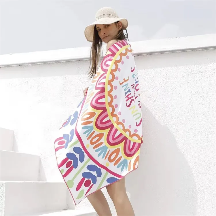 Microfiber Beach Towel Lightweight Quick-Dry Sand-Free Woven Square Printed OEM - Image 4