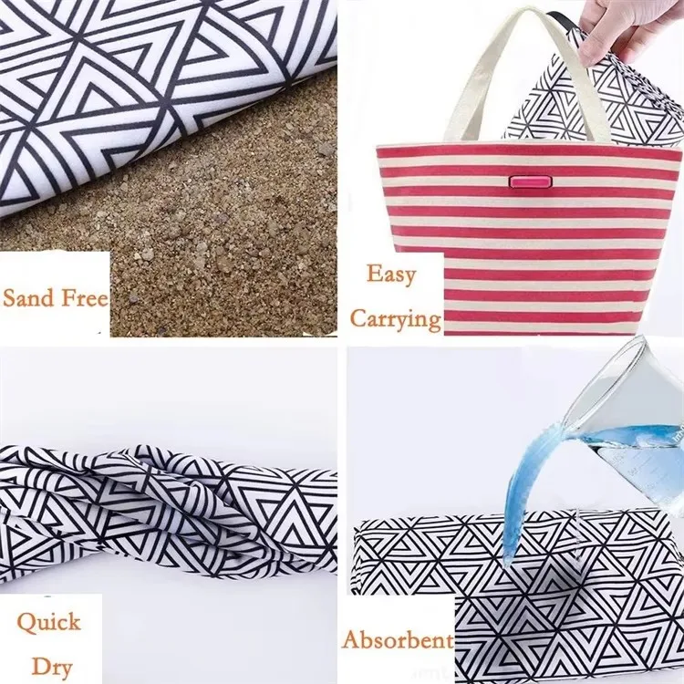 Microfiber Beach Towel Lightweight Quick-Dry Sand-Free Woven Square Printed OEM - Image 5