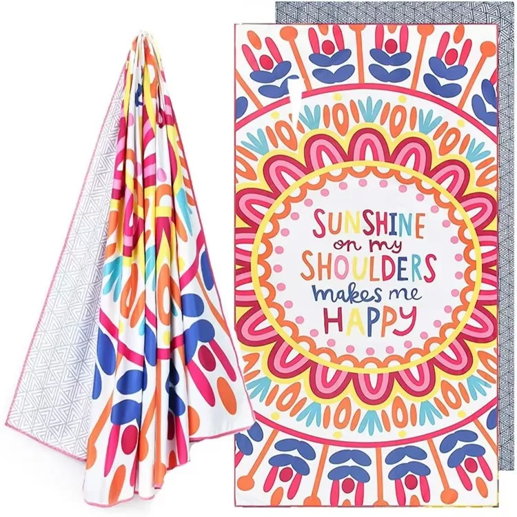 Microfiber Beach Towel Lightweight Quick-Dry Sand-Free Woven Square Printed OEM - Image 6