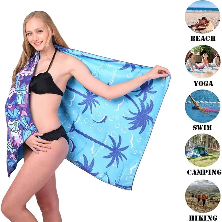 Microfiber Beach Towel Super Absorbent Lightweight Sand Free Travel Pool Swim - Image 2