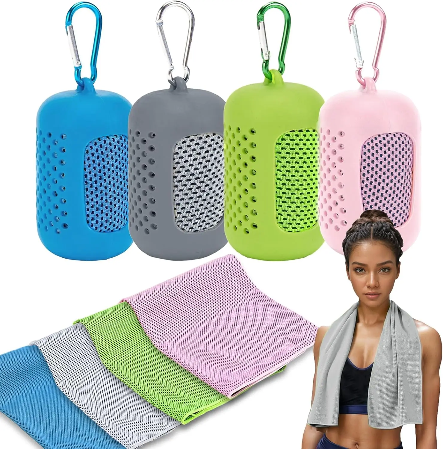 Microfiber Fitness Towel Soft Cooling Breathable Gym Ice Towel with Bag for Workout Yoga Sport