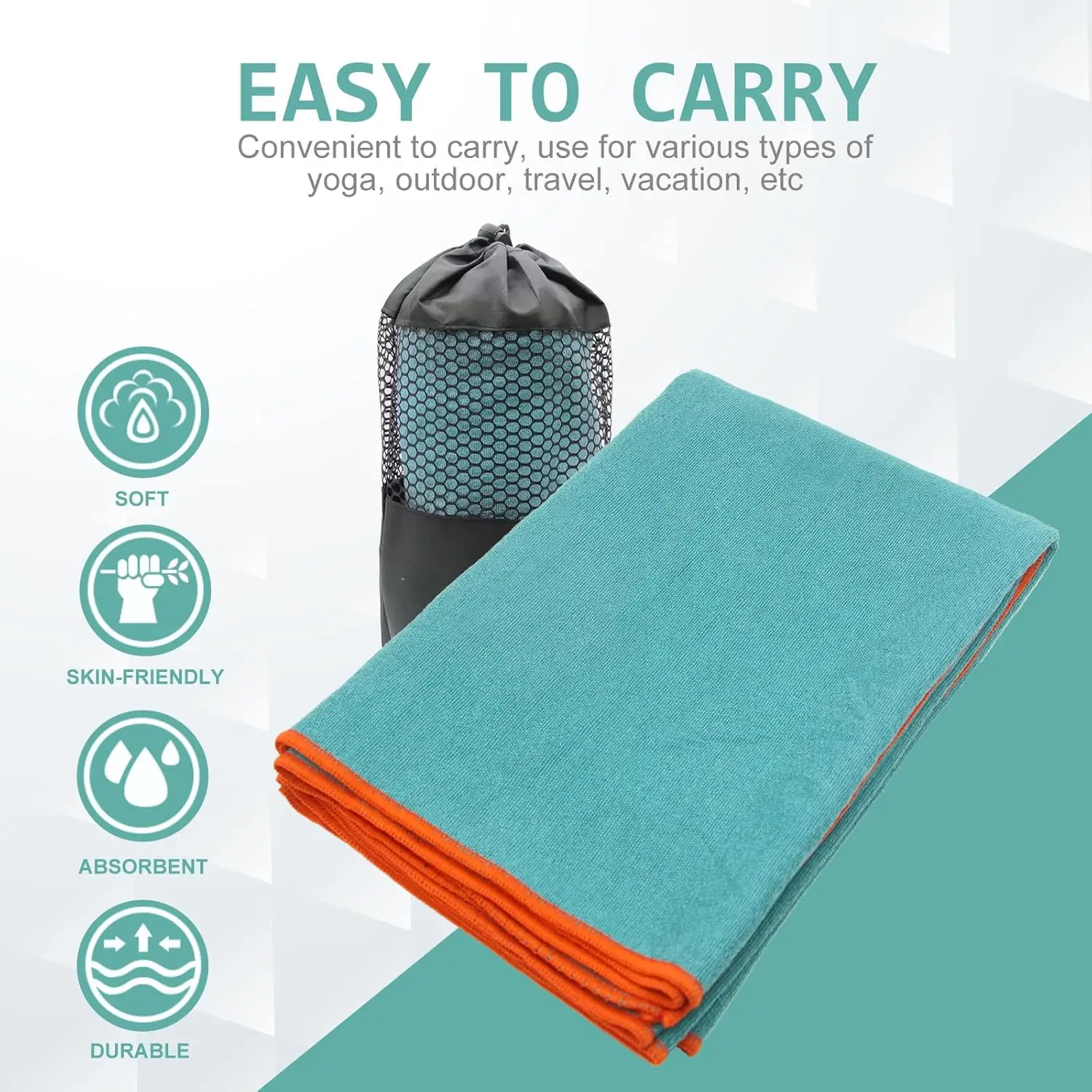 Microfiber Non-Slip Yoga Mat Towel with Grip Dot Sweat Absorbent for Hot Yoga Pilates - Image 5
