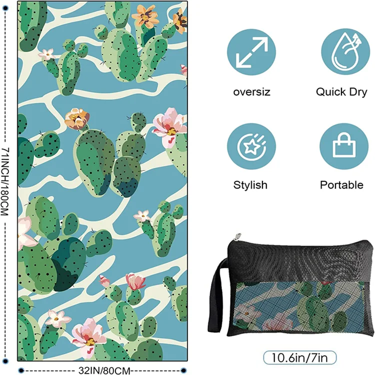 Microfiber Oversize Towel Lightweight Quick Dry Sand-Free for Beach Gym Camping - Image 2
