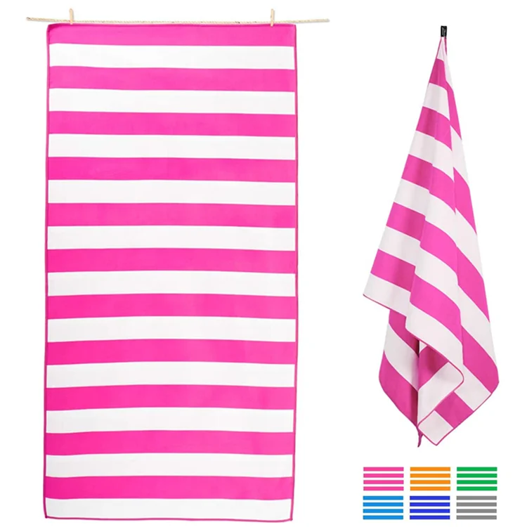 Microfiber Oversized Beach Towel Quick Dry Lightweight Stripe Sand-Free Travel