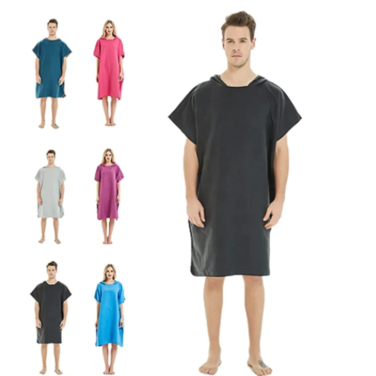 Microfiber Quick-Dry Lightweight Swim Robe with Hood 30 Colors Antimicrobial Surfing Cover No MOQ - Image 2