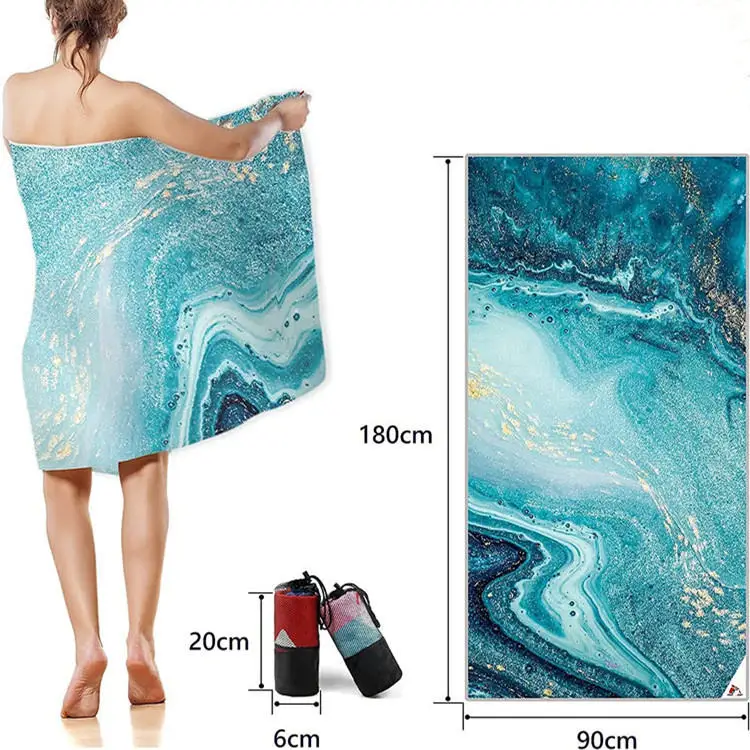 Microfiber Sand-Free Beach Towel Quick Dry Oversize with Pocket for Outdoor Use - Image 2