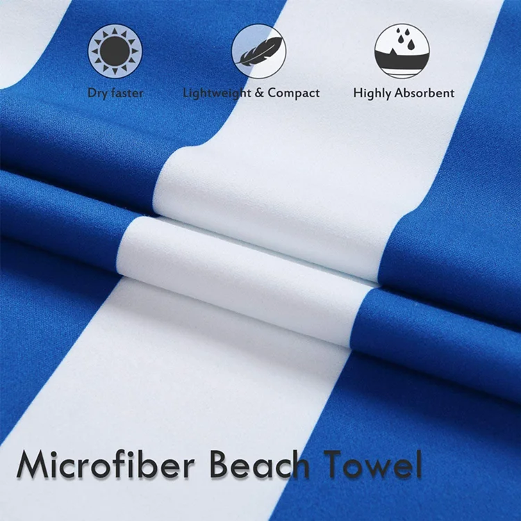 Microfiber Striped Sand Free Beach Towel Fast Drying Lightweight Travel - Image 2