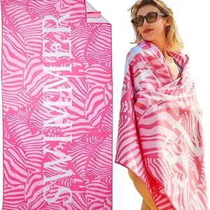Microfiber Suede Extra Large Beach Towel Sand-Free Quick Dry Printed Carry Bag for Men Women Sports