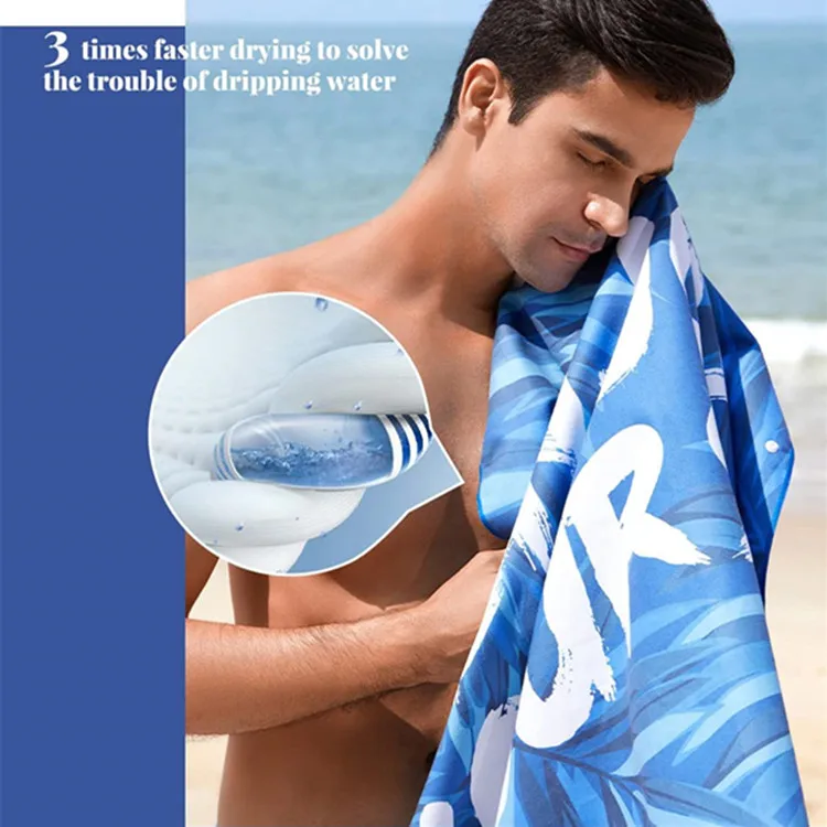 Microfiber Suede Extra Large Beach Towel Sand-Free Quick Dry Printed Carry Bag for Men Women Sports - Image 3