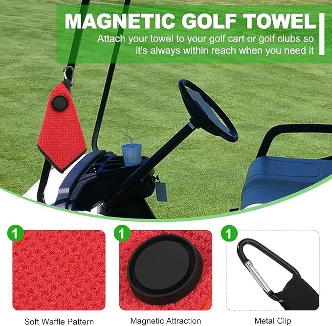 Microfiber Waffle Golf Towel with Carabiner Clip Absorbent Quick Dry Cleaning - Image 5