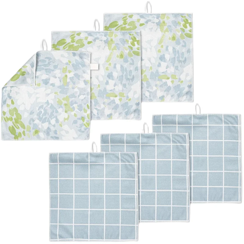 Microfiber Waffle Weave Dish Cloth Quick-Dry Absorbent Tea Towel Sponge Alternative