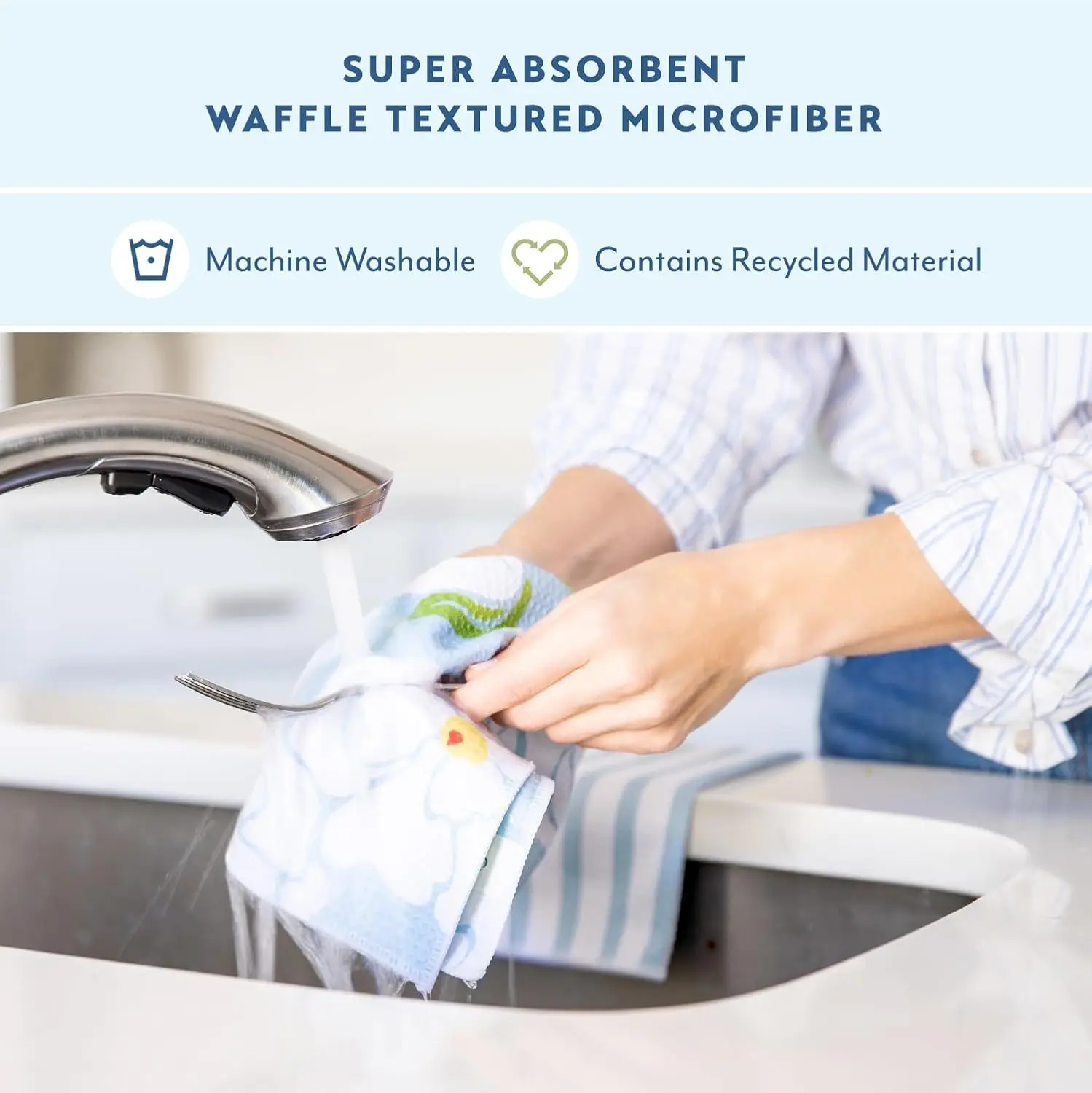 Microfiber Waffle Weave Dish Cloth Quick-Dry Absorbent Tea Towel Sponge Alternative - Image 3