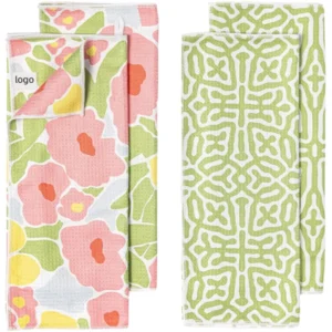 Microfiber Waffle Weave Dish Towel Quick-Dry Absorbent Custom Pattern Sustainable
