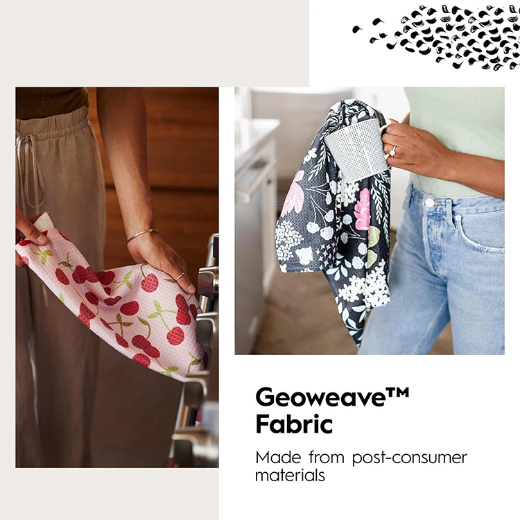 Microfiber Waffle Weave Printed Tea Towel 350-400gsm Sublimation Kitchen Towel - Image 5