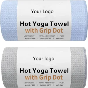 Microfiber Woven Waffle Quick-Dry Yoga Towel 2 Pack Non-Slip Grip Dots