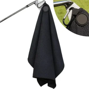 Microfibre Golf Towel with Carabiner Clip Absorbent Waffle Pattern Custom Logo Magnetic