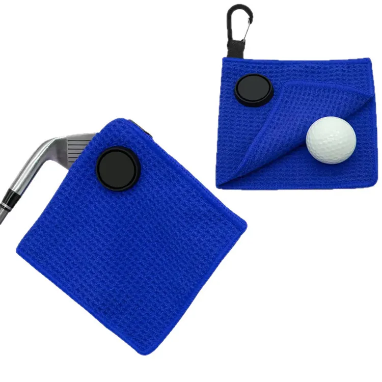 Microfibre Golf Towel with Carabiner Clip Absorbent Waffle Pattern Custom Logo Magnetic - Image 3